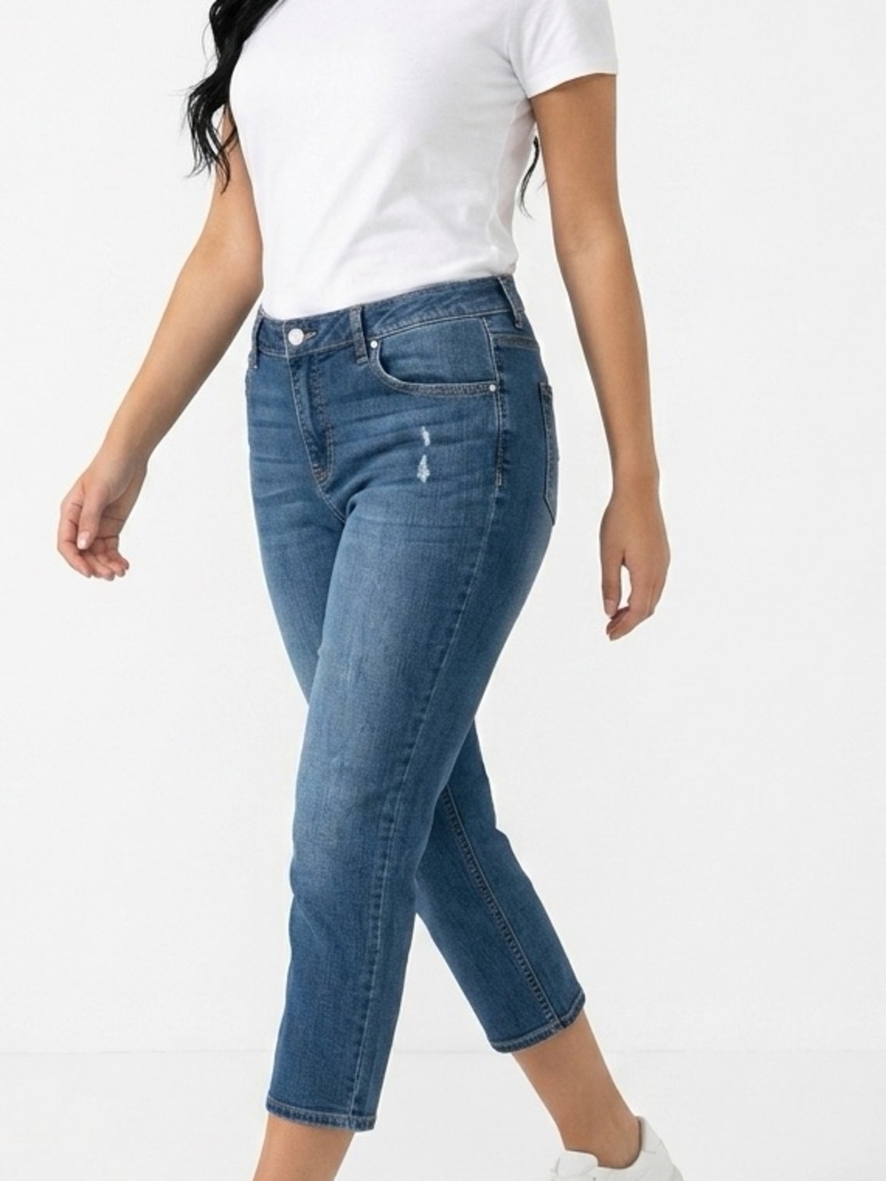 Apt 9 Women's Slim Capri Jeans Blue Stretch Denim Size 34” rise 10”